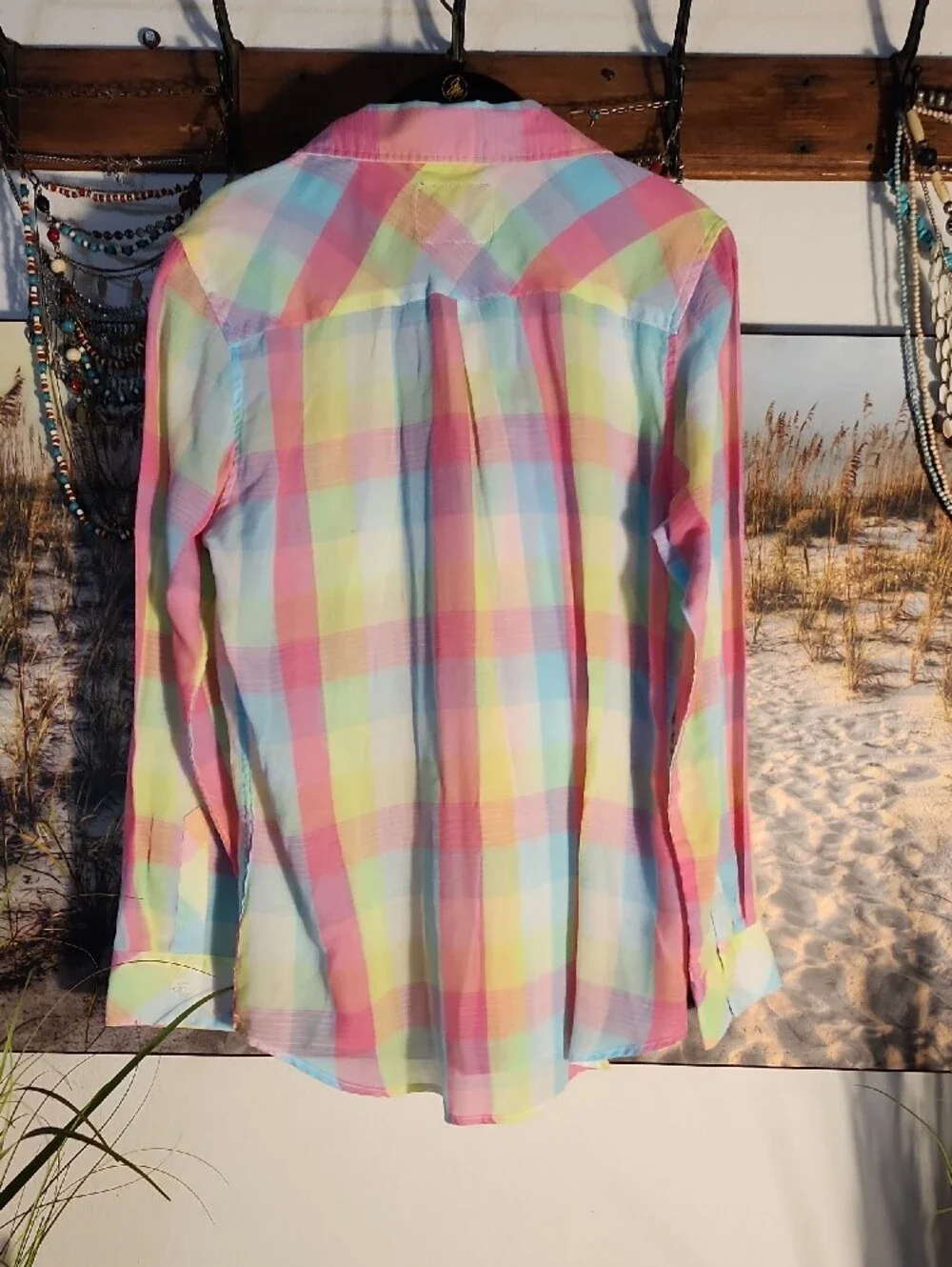 Rails Pastel Plaid Button-Down Pastels Sheer Cover-up
